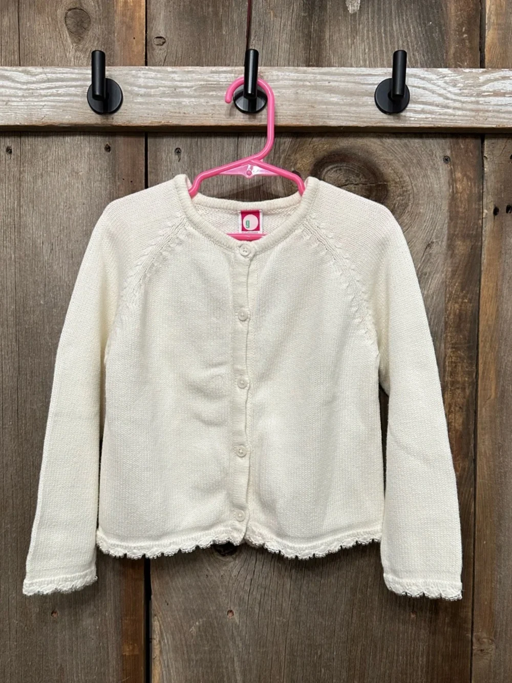2001 Gymboree Off White Cream Button Up Sweater Bead Details Size 5 Large